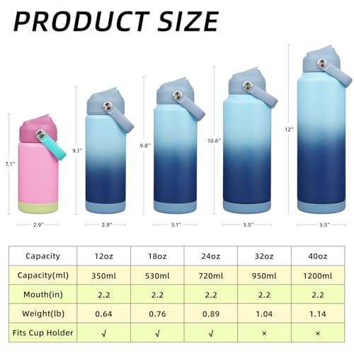 BJPKPK Insulated Water Bottle with Straw Lid, 12oz Thermo Water Bottles, Flex Handle & Non-slip Boot, BPA Free Leak Proof Stainless Steel Metal Thermo, Tumblers, Cups,Rose Pink - color: Rose Pink, size: 12 Ounces