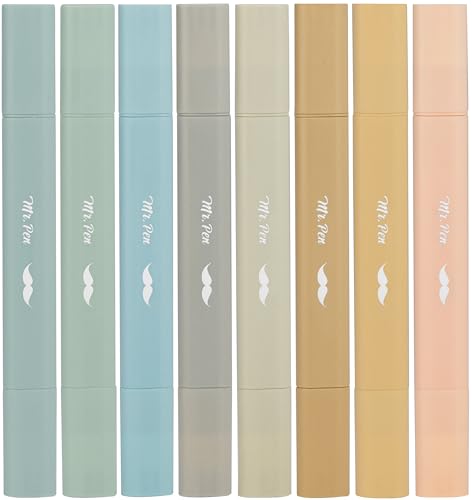 Mr. Pen- Aesthetic Bible Highlighters No Bleed Through Assorted Color, 8pcs | Ocean Dune, Cute Highlighter Dual Tip for Journaling Supplies and School Accessories, Bible Highlighters and Pens No Bleed - color: Ocean Dune
