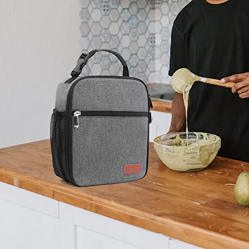 Lunch Box for Men & Women Durable Lunch Bag for Adults Reusable Small Lunchbox Grey - color: Gray