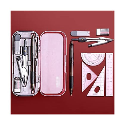 Drawing Compass Drafting Tools 8 Pieces of Mathematical Geometry Drawing Tools Metal Drawing Tools for Engineers and Students Supplies Compass and Protractor Set Math Ruler Kit(A) - size: A