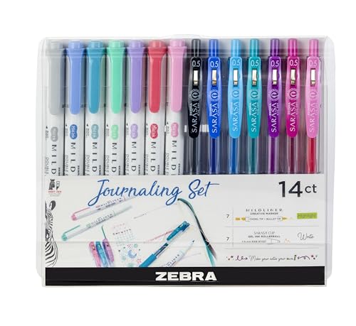 Zebra Pen Journaling Set, 14-Pack Assorted Colors, Includes 7 Mildliner Highlighters and 7 Sarasa Clip Gel Pens, Ideal for Bullet Journals, Planners, and Note-Taking (10014) - style: Notetaking and Creative Planning Set