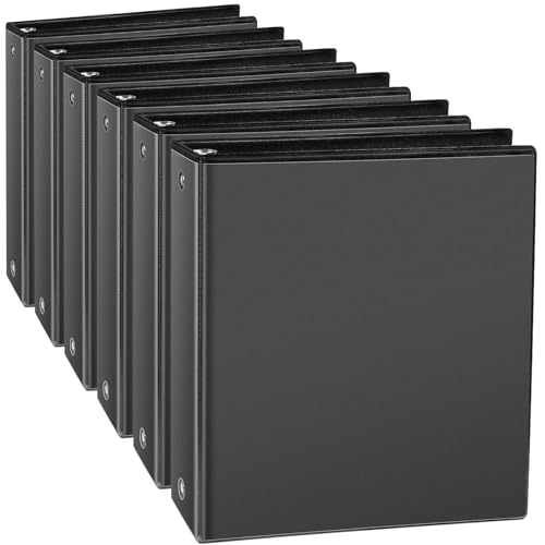 CIXILDTS 2" 3 Ring Binder, Standard 2-inch Round Ring Binder Fit Letter Size Paper, Presentation View Binders, Black, 6-Pack - color: Black, size: 2", style: 6-Pack