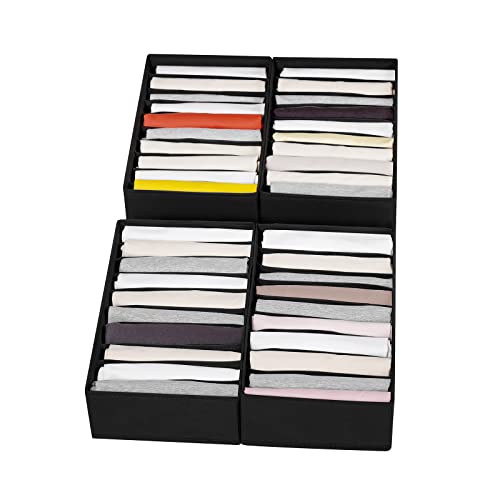 4 Packs T-shirt Drawer Organizers for Clothing,10 Grids Compartment Wardrobe Storage Box, Washable Clothes Organizer for Folded Clothes, T-shirt, Legging-Black - color: Black, size: 10 GRIDS-SMALL SIZE