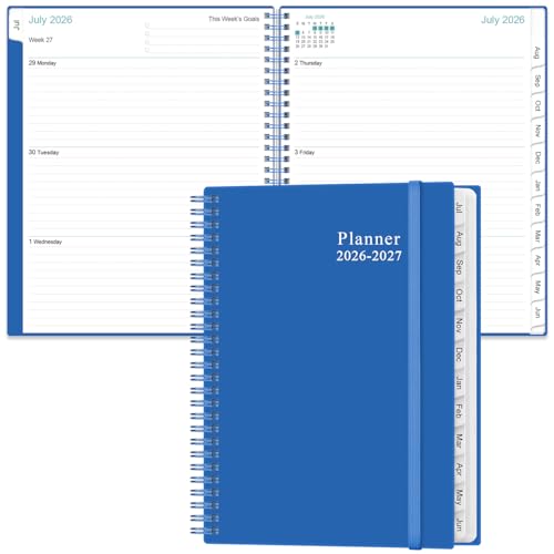 2026-2027 Planner - Planner 2026-2027 from July 2026 to June 2027 with 12 Monthly Tabs, Flexible Cover, Inner Pocket, 8.5" x 11", Blue - color: Blue, size: 8.5" x 11"
