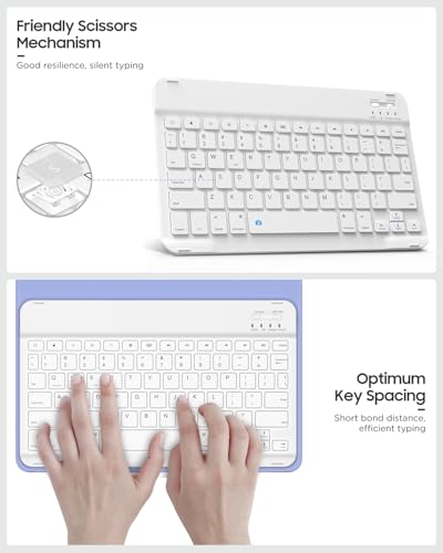 MoKo Universal Tablet Case with QWERTY Keyboard for 9",9.7",10.1",10.2",10.4",10.5",10.9" Tablet, with Removable Wireless Bluetooth Keyboard&Pen Holder for iPad, Samsung, Fire, Pixel, Other, Lavender - color: Lavender