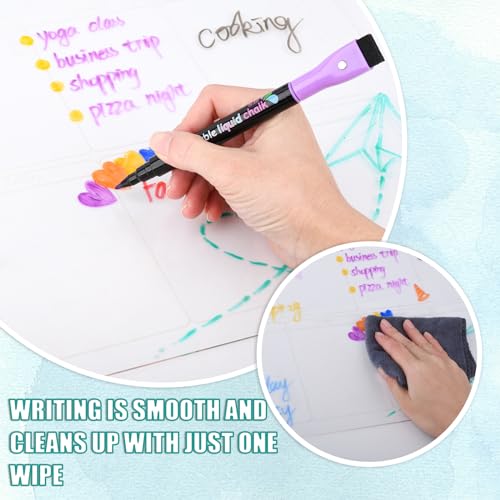 Magnetic Wet Erase Markers, Liquid Chalk Markers Ultra Fine Tip for Acrylic Calendar, Whiteboard Marker with Erasers Cap for Planning Board, Clear Glass, Low Odor Fine Tip Wet Wipe Pens, 8 Pack - style: Fine Tip-8 pack