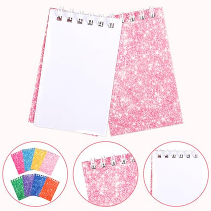 24 Pcs Mini Notebook Party Favor Small Pocket Notebook Colorful Shiny Cover Notebooks Small Spiral Notepad Memo Note Pads for Work Home Office School Classroom Supplies
