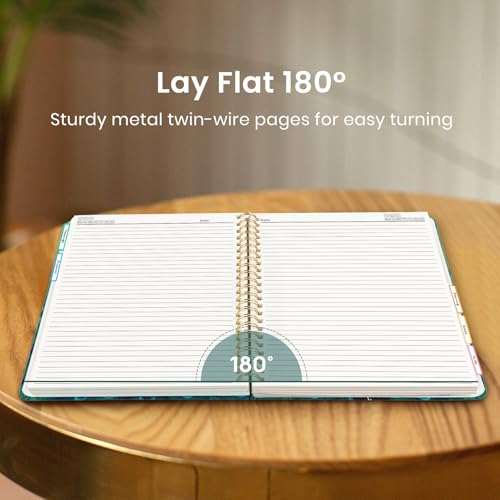 Large Spiral Lined Notebook for Work with Dividers & Tabs, 8.5"x11" Hardcover 5 Subject Notebook, College Ruled, 280 Pages, Emerald Peacock - color: O - Emerald Peacock