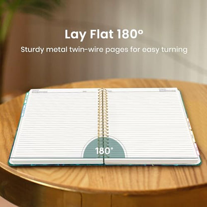 Large Spiral Lined Notebook for Work with Dividers & Tabs, 8.5"x11" Hardcover 5 Subject Notebook, College Ruled, 280 Pages, Emerald Peacock - color: O - Emerald Peacock
