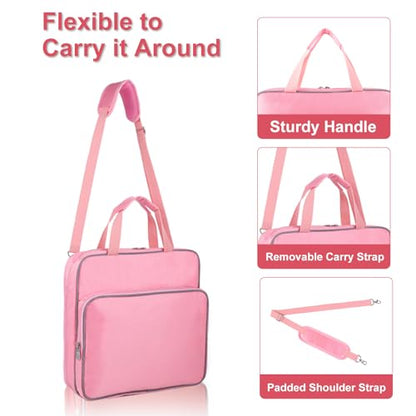 Zipper Binder with Multi Pockets, 500 Sheet Capacity, Pink - color: Pink