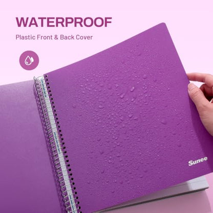 SUNEE 5 Subject Notebook College Ruled - 400 Pages, 9"x11", 5 Pocket Colored Dividers, 3-Hole Punched Paper, Dark Purple - color: Dark Purple, style: College Ruled