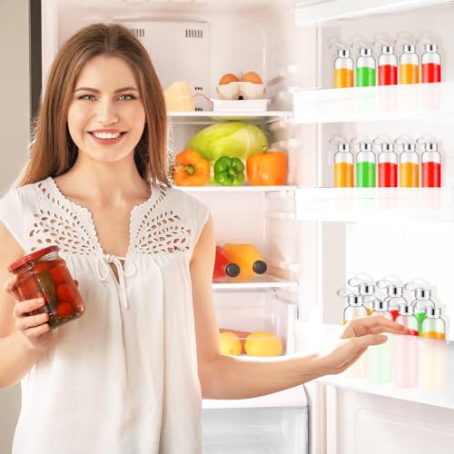 Zubebe 80 Pcs 17 oz Clear Water Bottles Bulk Reusable Juice Bottles with Stainless Steel Leak Proof Lids Nylon Carrying Strap Plastic Shaker Summer Party Favors for Milk, Smoothie, Juice Beverage