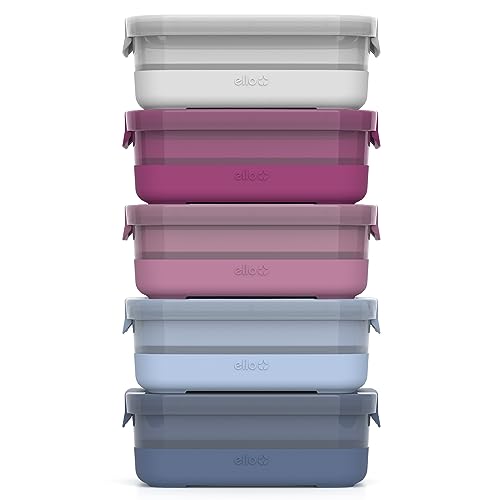 Ello Plastic Meal Prep Set BPA Free Plastic Food Storage Container with Silicone Boot and Airtight Lids, Dishwasher, Microwave, and Freezer Safe. - style: 3.7 Cup Meal Prep Elderberry