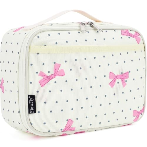 FlowFly Kids Lunch Bag, Durable Insulated School Lunch Box, Thermal Small Lunch Cooler Tote for Teen Boys & Girls,Pink Corduroy Bow - color: Pink Corduroy Bow