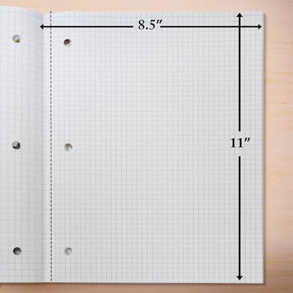 BAZIC PRODUCTS Quad-Ruled Wireless Notebook, Reversible 4/5 Grid, 80 Ct | 80 sheets; reversible 4-sq and 5-sq per inch grid; 8.5 x 11 in; Glue-bound flat spine; 80 C
