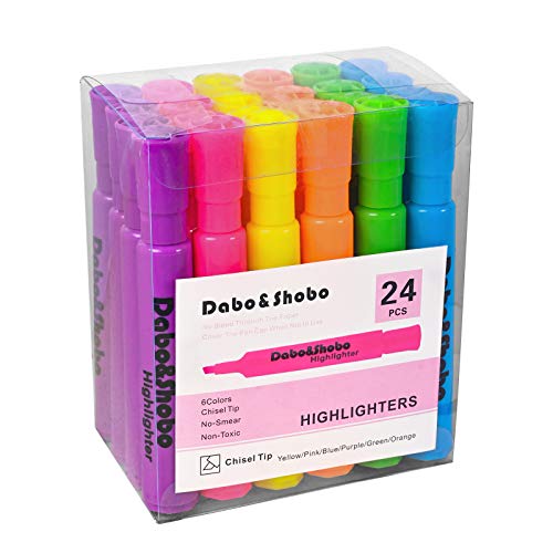 Dabo & Shobo Highlighters Set of 24,Colored Markers And Beautiful Combination Set Liquid Ink Fast Drying And Not Easy To Fade Are Suitable For Classroom, Office And Shop Short Style - size: 1 Count (Pack of 24)