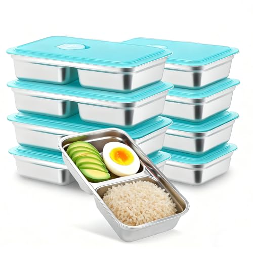 Snack Containers Reusable, Stainless Steel Double Compartment, Dishwasher- Reusable Condiment Containers with Lids 8 PCS - color: 8 PCS