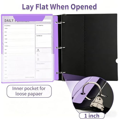 360 Degree Pivotable Binder, Upgraded 3 Ring Binder 1 inch, Flexible Binders 3 Ring, Foldable Three Ring Binders, Purple - color: Purple, style: 1 PCS Customizable Cover