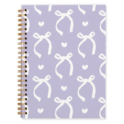QUICQOD Cute Coquette Purple Bow Spiral Notebook for Women 5.5x8.3 Inch | Preppy School Supplies for Teen Girls, Cute Journal for Women, Hardcover Notebook for School Office, Birthday Gifts - color: Purple2
