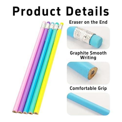 pson 30Pcs HB Graphite Pencils with Erasers, Unsharpened Round Triangular Grip Pencils for School, Office, Drawing, Sketching, and Writing(Blue) - color: Blue