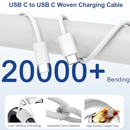 아이폰 17 16 15 프로 맥스 충전기 고속 충전 3팩 20W 애플 고속 충전기 | 코드가 있는 USB C 블록 아이폰 17/17 프로 맥스/17 에어/16/16e/16 플러스/16 프로/16 프로 맥스/15/15 프로 맥스/아이패드 프로/에어팟용 코드 포함 - color: 우븐, size: 3피트