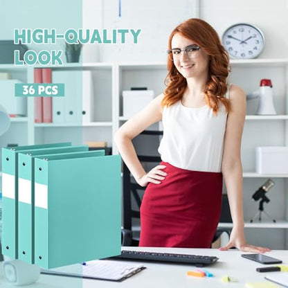 Henoyso 36 Pcs Mint Green 1.5 Inch 3 Ring Plastic Binder Bulk, 1 1/2 Inch Soft Flexible Binders Three Round Rings Fit 8.5x11 Papers for School Office Home File Organization Supplies - color: Mint Green