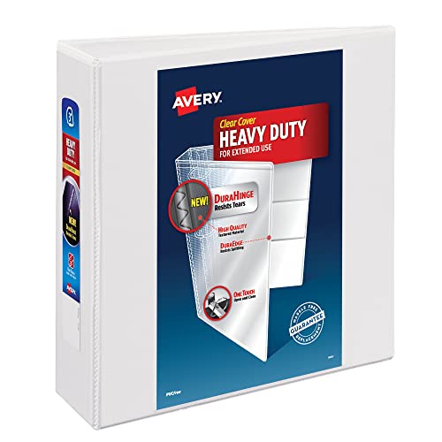 Avery Heavy-Duty View 3 Ring Binder, 3" One Touch Slant Rings, White, Perfect Trading Card Binder (79793) - size: 3"