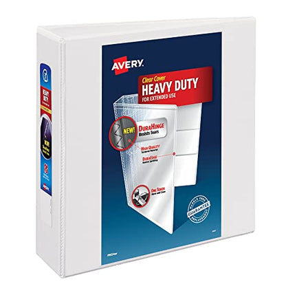 Avery Heavy-Duty View 3 Ring Binder, 3" One Touch Slant Rings, White, Perfect Trading Card Binder (79793) - size: 3"