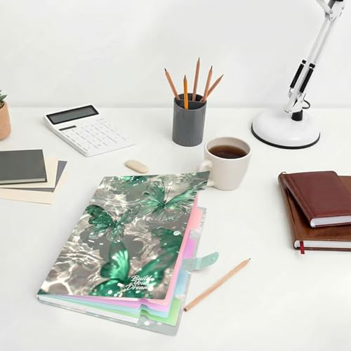 Cute Expanding File Folder - 5 Pockets Accordion Document Organizer, Waterproof Poly Plastic, A4/Letter Size for School Office Home - Butterfly Green - style: Butterfly Green