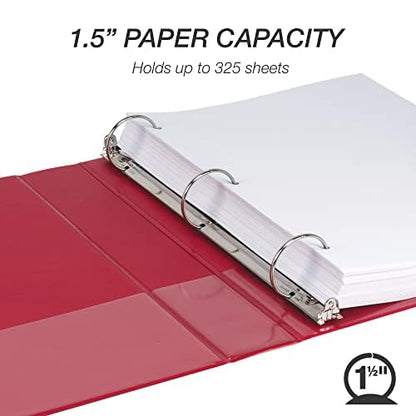 Samsill 1.5 Inch 3 Ring Binders, Economy Round Ring, Clear View Cover, 325 Sheet Capacity - for School, Home, Office - Red, 4 Pack - color: Red, size: 4-Pack, style: 1.5-Inch