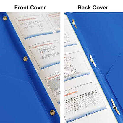 Youngever 6 Pack Heavy Duty Plastic Two Pocket Folders with 3 Prongs, Metal Prongs Fastener, Heavy Duty Plastic 2 Pocket Folder (Dark Blue) - color: Dark Blue