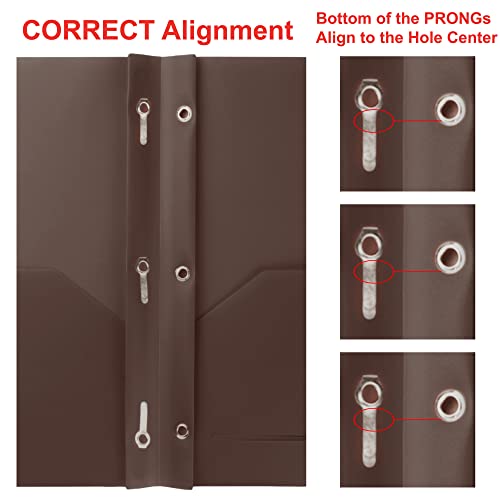 Youngever 6 Pack Heavy Duty Plastic Two Pocket Folders with 3 Prongs, Metal Prongs Fastener, Heavy Duty Plastic 2 Pocket Folder (Brown) - color: Brown