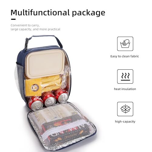 Lovoeo Lunch box Lunch bag for men women Insulated Lunchbox Lunch bags for Work Picnic Travel (Navy blue) - color: Navy Blue