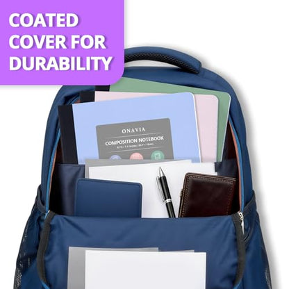 ONAVIA Plastic Composition Notebook Wide Ruled Bulk, 160 Pages, Black | 80 Sheets, 9.75 x 7.5 in, 12 Pack Poly Cover Notebook, Waterproof, Durable, Sewn Binding, Notebooks for School - color: Black, style: 12 Pack