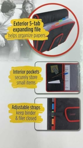 Mead Five Star Binder - Zipper 2 Inch 3-Ring Binder, Expansion Panel and Expanding File, 580 Sheet Capacity Assorted Colors