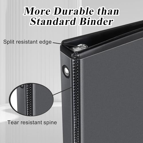 CIXILDTS 1.5-inch Round Ring Binder, 1-1/2" 3 Ring Binder Fit Letter Size Paper, Presentation View Binders, Black, 6-Pack - color: Black, size: 1.5", style: 6-Pack