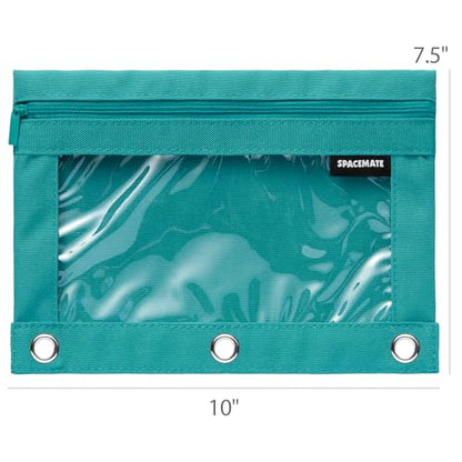 SPACEMATE Binder Pencil Pouch Case Box Bag for 3 Ring Binder School Supplies Girls Boys Kids, Clear Preppy Stuff Large Aesthetic Pen Organizer, Back to College Stationary, 1 Pack, Teal - color: Teal