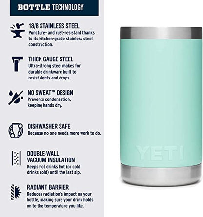 YETI Rambler Jr. 12 oz Kids Bottle, with Straw Cap - color: Seafoam