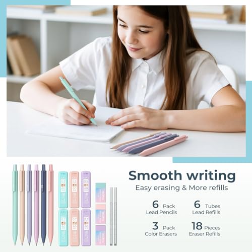 Nicpro School Supplies with Cute Pencil Case, 39 PCS Blue | Back to School Stationery Set, Essentials for College Nursing Student, 12 Pastel Highlighter, 6 Mechanical Pencil, 5 Gel Pen - color: Blue, size: 39 PCS