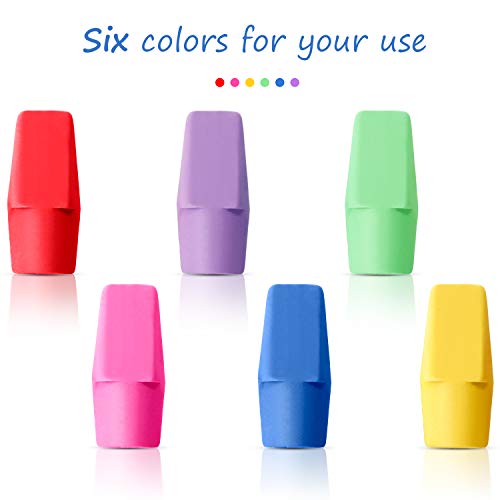 Maitys 50 Pcs Colorful Pencil Top Erasers Cap Erasers and Pencil Sharpener with Random Colors for Students Teachers School Office