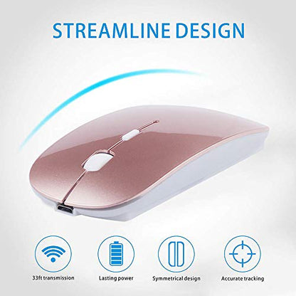 KLO Bluetooth Mouse for MacBook/Laptop/Notebook/pc/iPad/Chromebook, Wireless Mouse for MacBook Pro/AIR (Rose Gold/White) - color: Rose Gold/White