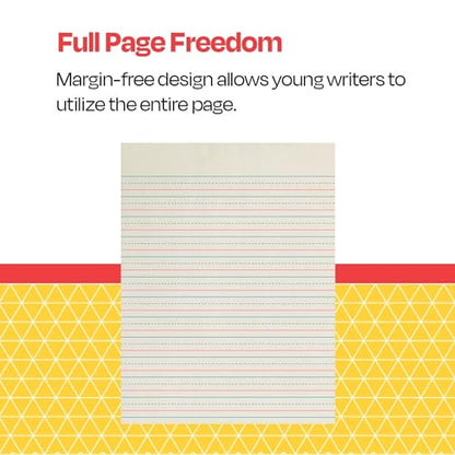 School Smart Zaner-Bloser Writing Paper,Handwriting Practice Lined Paper,Grade 3 Learning,1/2 Inch Rule,8 x 10-1/2 Inches,500 Sheets,(Pack of 10) - size: 8" x 10.5" (Pack of 10), style: 1/2 Inch Ruled
