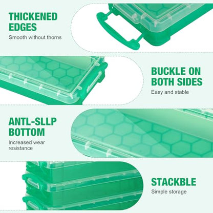 Gueevin 24 Pcs Large Capacity Plastic Pencil Box Clear Plastic Pencil Case Crayon Box with Snap Tight Lid Watercolor Pen Storage Brush Organizer Drawing Tools Container (Green) - color: Green