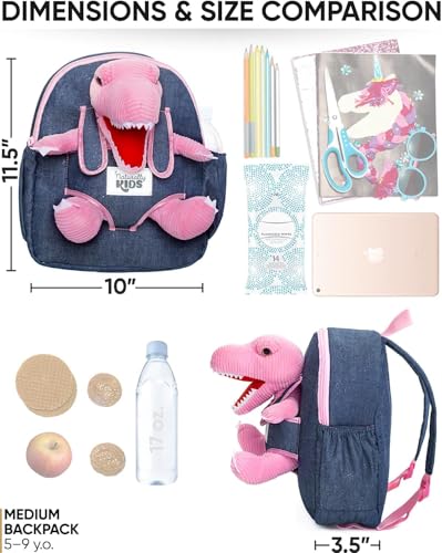 Pink Dinosaur Toys for Kids 5-7, Gifts for 5 Year Old Girls, 4 Year Old Girl Birthday Gift, Toddler Dinosaur Backpack - color: 02 Dinosaur Pink, style: Medium