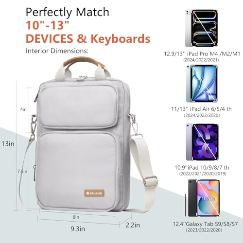 10-13 Inch Tablet Sleeve Bag, Ipad Bag for 13 In/11 in New iPad Pro M4 & 13 in Air M2 2024,iPad Pro 12.9 M2&M1,Ipad 10.9,Galaxy Tab S8+/S9+ 12.4,with Removable Shoulder Strap(Silver) - color: Silver, size: 10-13 Inch
