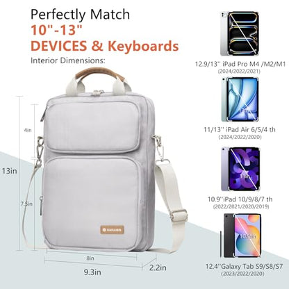 10-13 Inch Tablet Sleeve Bag, Ipad Bag for 13 In/11 in New iPad Pro M4 & 13 in Air M2 2024,iPad Pro 12.9 M2&M1,Ipad 10.9,Galaxy Tab S8+/S9+ 12.4,with Removable Shoulder Strap(Silver) - color: Silver, size: 10-13 Inch