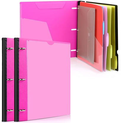 WOT I Telescoping Project Organizer 2-Pack, Refillable Binder with Dividers and Pockets, 13 Pocket Folders, 1 Inch 3 Ring Binder, Pink - color: Pink, size: 2 Pack