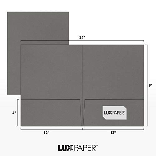 LUXPaper 9" x 12" Presentation Folders | Two Pocket | Smoke Gray | 100lb. Cover | 10 Qty - color: Smoke