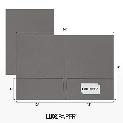 LUXPaper 9" x 12" Presentation Folders | Two Pocket | Smoke Gray | 100lb. Cover | 10 Qty - color: Smoke