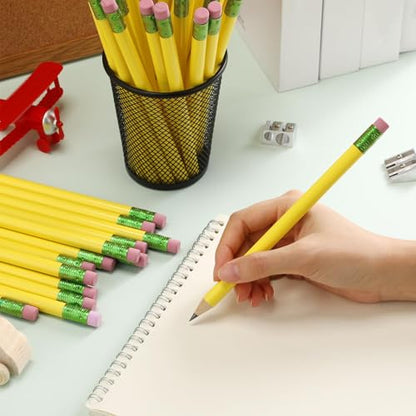 Fainne 48 Pcs Fat Pencils Jumbo Big Thick Large Pencils and 3 Pieces Sharpeners for Kids Beginners Preschoolers Kindergarten School Office Supplies(Yellow+Green,Round) - color: Pink,Yellow, style: Round